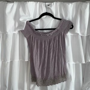 Off the shoulder American eagle shirt lavender color and size small